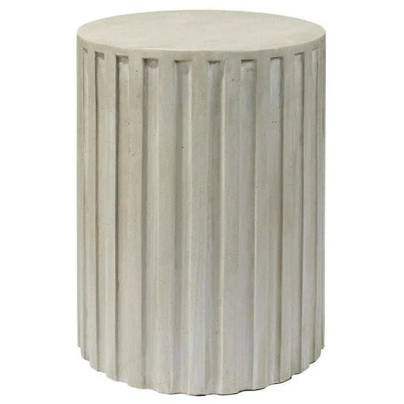 Grey Cement Fluted Column Mid Century Modern Side Table Side Tables LOOMLAN By Jamie Young