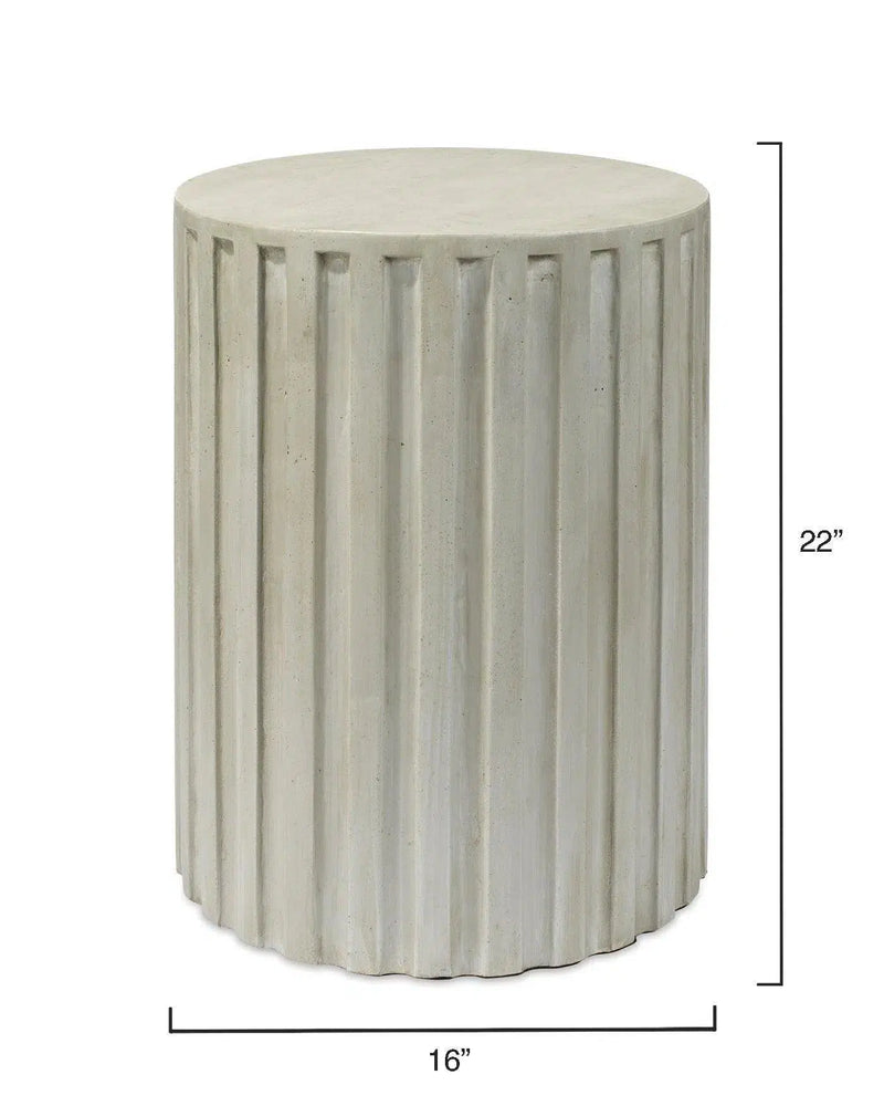 Grey Cement Fluted Column Mid Century Modern Side Table Side Tables LOOMLAN By Jamie Young