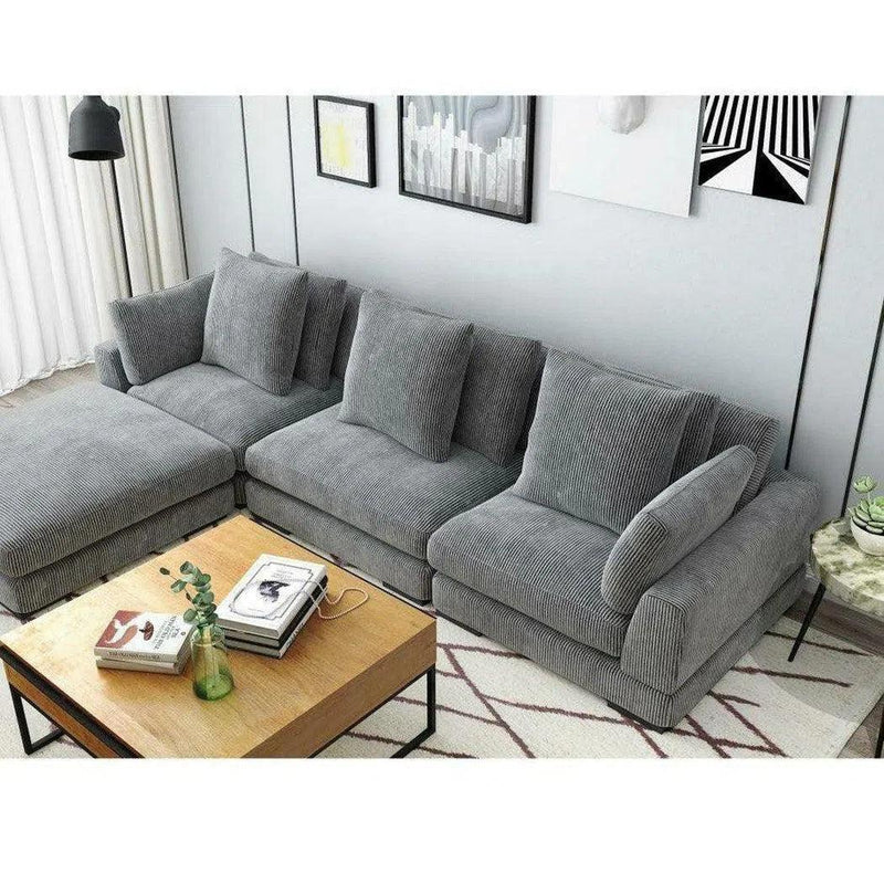 Grey Corduroy Couch Down Filled Corner Chair Modular Modular Components LOOMLAN By Moe's Home