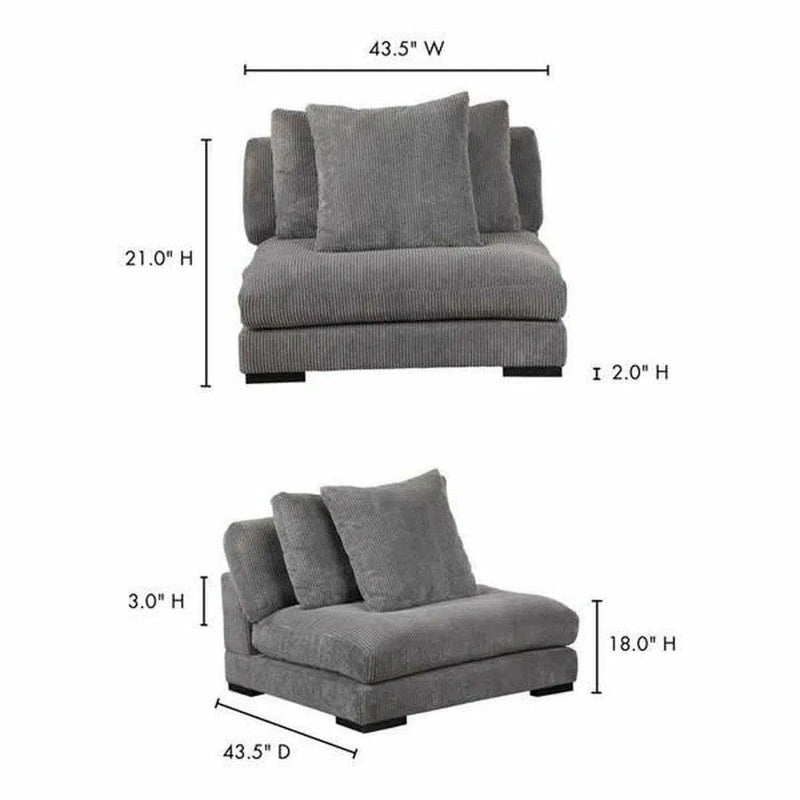 Grey Corduroy Couch Down Filled Slipper Chair Modular Modular Components LOOMLAN By Moe's Home