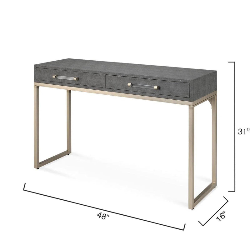 Grey Faux Patterned Leather Iron Kain Console Console Tables LOOMLAN By Jamie Young