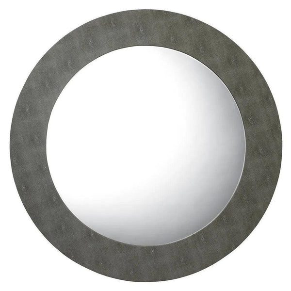 Grey Faux Shagreen Chester Round Wall Mirror Wall Mirrors LOOMLAN By Jamie Young