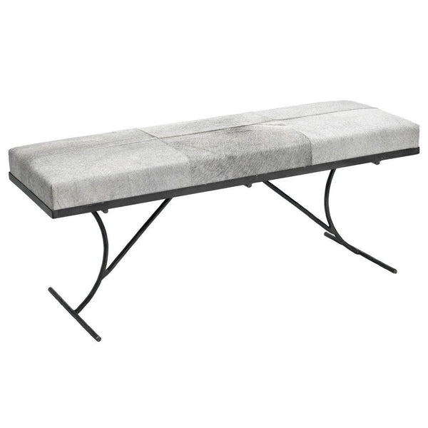 Grey Leather Iron Kai Bench Bedroom Benches LOOMLAN By Jamie Young