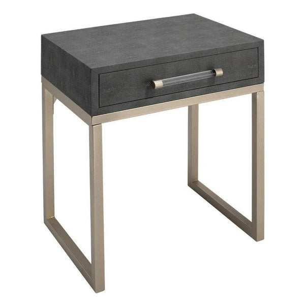 Grey Leather Mid Century Modern Side Table With Drawer Side Tables LOOMLAN By Jamie Young