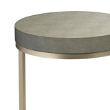 Grey Leather Round Mid Century Modern Side Table With Shelf Side Tables LOOMLAN By Jamie Young