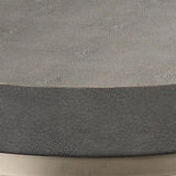 Grey Leather Round Mid Century Modern Side Table With Shelf Side Tables LOOMLAN By Jamie Young