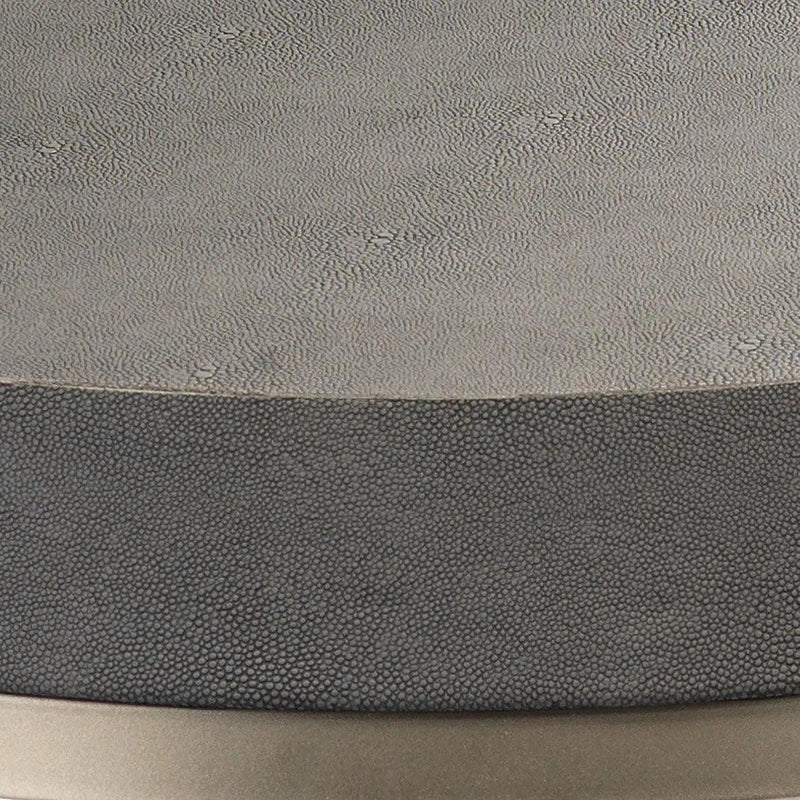 Grey Leather Round Mid Century Modern Side Table With Shelf Side Tables LOOMLAN By Jamie Young