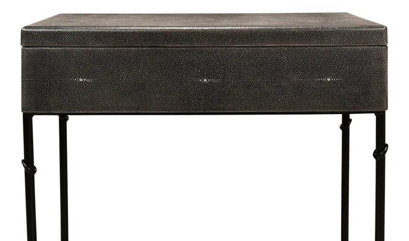 Grey Leather Shagreen Box On Stand Console Table Console Tables LOOMLAN By Sarreid