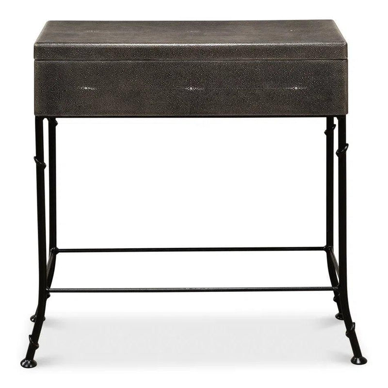 Grey Leather Shagreen Box On Stand Console Table Console Tables LOOMLAN By Sarreid