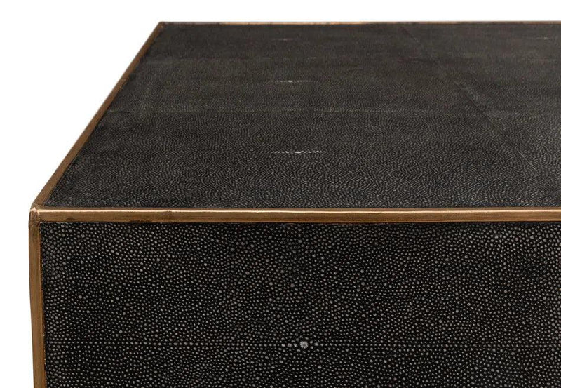 Grey Leather Shagreen Cocktail Coffee Table Rectangle Coffee Tables LOOMLAN By Sarreid