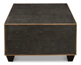 Grey Leather Shagreen Cocktail Coffee Table Rectangle Coffee Tables LOOMLAN By Sarreid