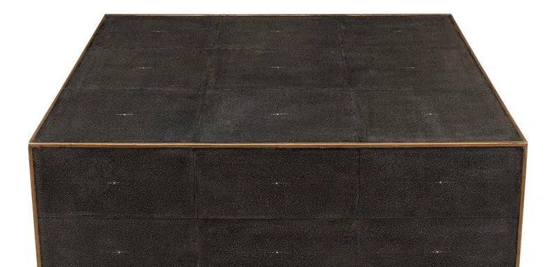 Grey Leather Shagreen Cocktail Coffee Table Rectangle Coffee Tables LOOMLAN By Sarreid