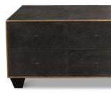 Grey Leather Shagreen Cocktail Coffee Table Rectangle Coffee Tables LOOMLAN By Sarreid