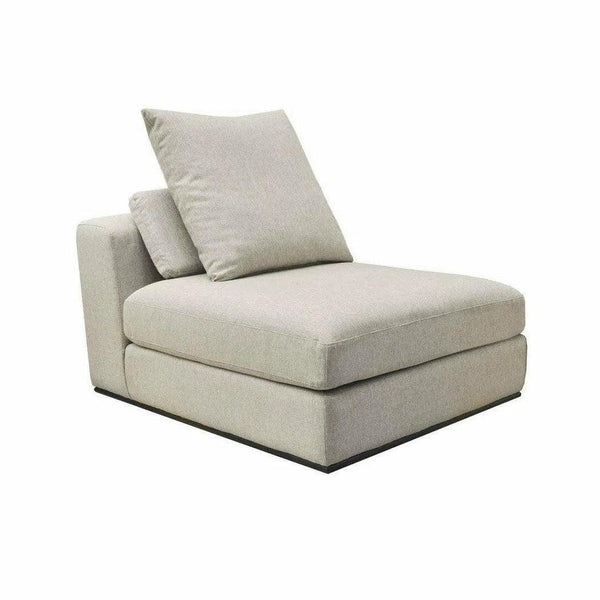 Grey Low Profile Linen Sectional Armless Slipper Chair Alba Stone Sectionals LOOMLAN By LH Imports