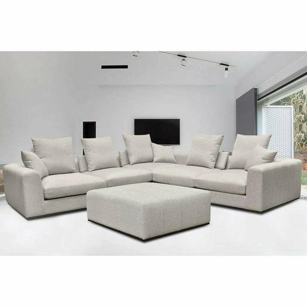 Grey Low Profile Linen Sectional Armless Slipper Chair Alba Stone Sectionals LOOMLAN By LH Imports