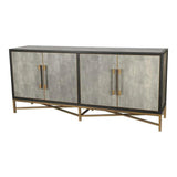 Grey Shagreen Gold Accents Retro Sideboard on Stand Sideboards LOOMLAN By Moe's Home