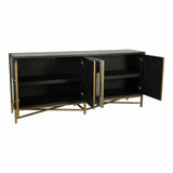 Grey Shagreen Gold Accents Retro Sideboard on Stand Sideboards LOOMLAN By Moe's Home