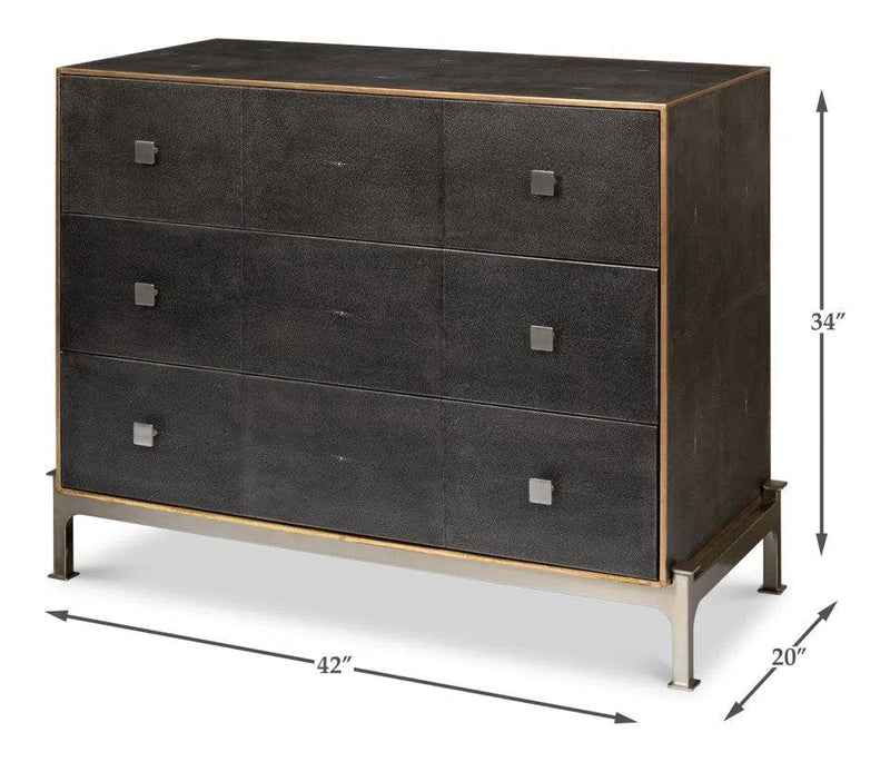 Grey Shagreen Leather Dresser Dressers LOOMLAN By Sarreid