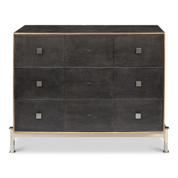 Grey Shagreen Leather Dresser Dressers LOOMLAN By Sarreid