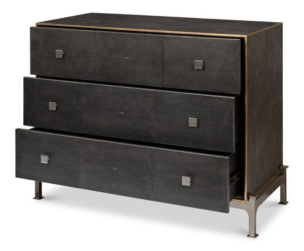 Grey Shagreen Leather Dresser Dressers LOOMLAN By Sarreid