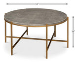 Grey Shagreen Leather Round Coffee Table Coffee Tables LOOMLAN By Sarreid