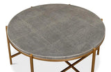 Grey Shagreen Leather Round Coffee Table Coffee Tables LOOMLAN By Sarreid