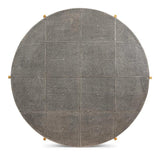 Grey Shagreen Leather Round Coffee Table Coffee Tables LOOMLAN By Sarreid