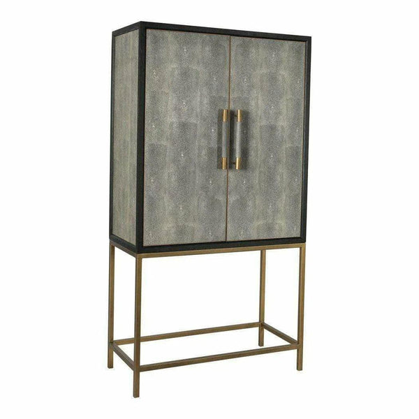 Grey Shagreen Retro Bar Tall Home Bar Cabinet on Stand Home Bar Cabinets LOOMLAN By Moe's Home