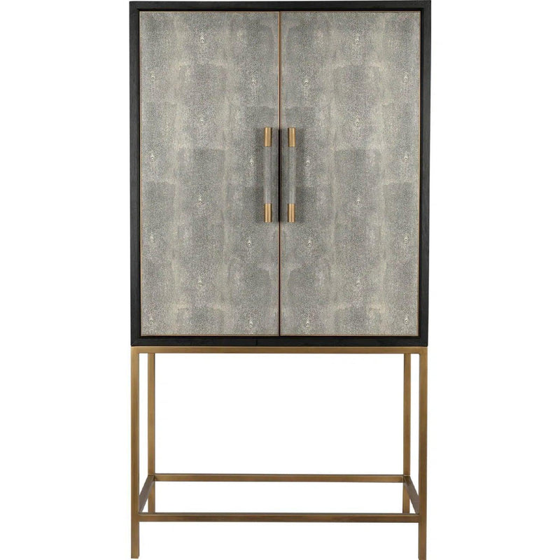 Grey Shagreen Retro Bar Tall Home Bar Cabinet on Stand Home Bar Cabinets LOOMLAN By Moe's Home