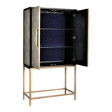 Grey Shagreen Retro Bar Tall Home Bar Cabinet on Stand Home Bar Cabinets LOOMLAN By Moe's Home