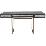 Grey Shagreen Retro Home Office Desk With Drawers Home Office Desks LOOMLAN By Moe's Home