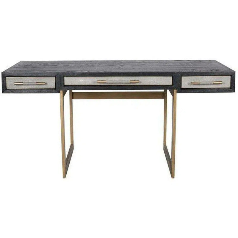 Grey Shagreen Retro Home Office Desk With Drawers Home Office Desks LOOMLAN By Moe's Home