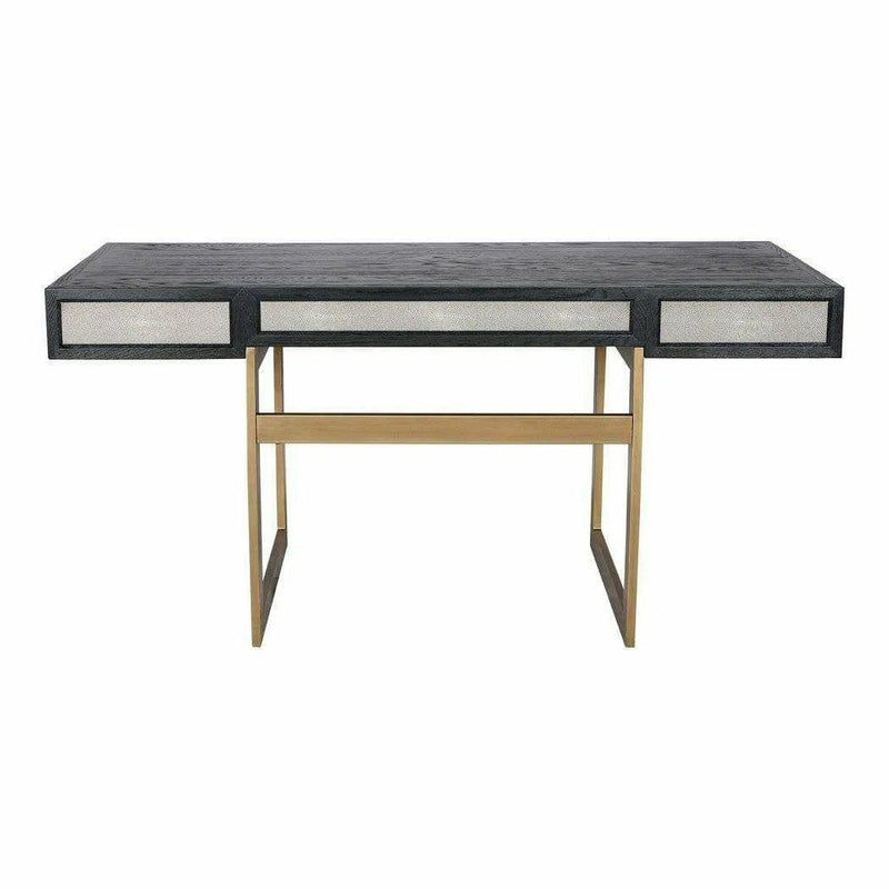 Grey Shagreen Retro Home Office Desk With Drawers Home Office Desks LOOMLAN By Moe's Home