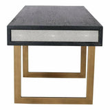 Grey Shagreen Retro Home Office Desk With Drawers Home Office Desks LOOMLAN By Moe's Home