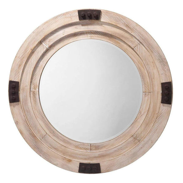 Grey Washed Fir wood Foreman Wall Mirror Wall Mirrors LOOMLAN By Jamie Young