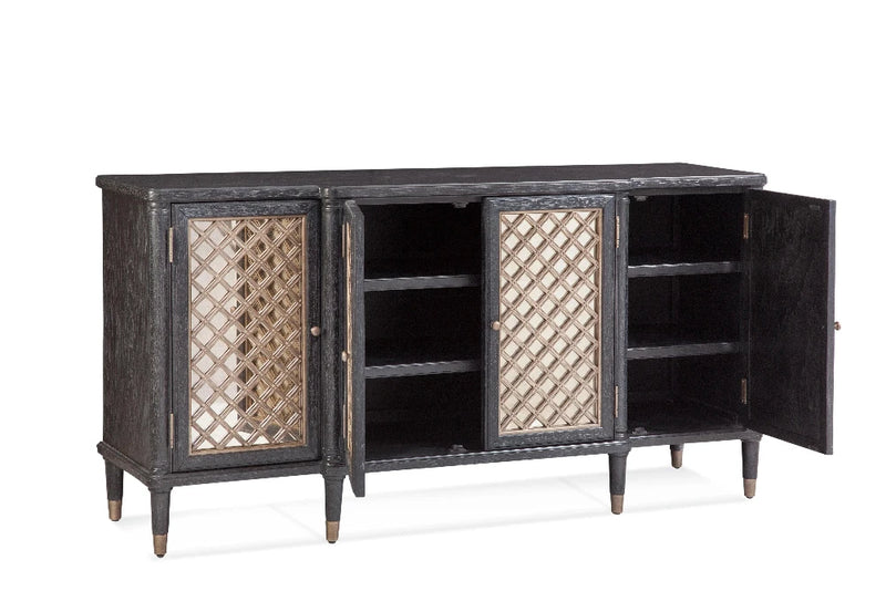 Groveland Wood and Metal Black Server Sideboards LOOMLAN By Bassett Mirror