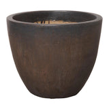 Gunmetal Ceramic Round Pot Outdoor Planters LOOMLAN By Emissary