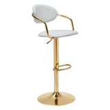 Gusto Bar Chair White & Gold Bar Stools LOOMLAN By Zuo Modern