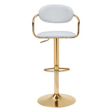 Gusto Bar Chair White & Gold Bar Stools LOOMLAN By Zuo Modern