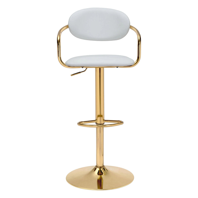 Gusto Bar Chair White & Gold Bar Stools LOOMLAN By Zuo Modern