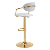 Gusto Bar Chair White & Gold Bar Stools LOOMLAN By Zuo Modern