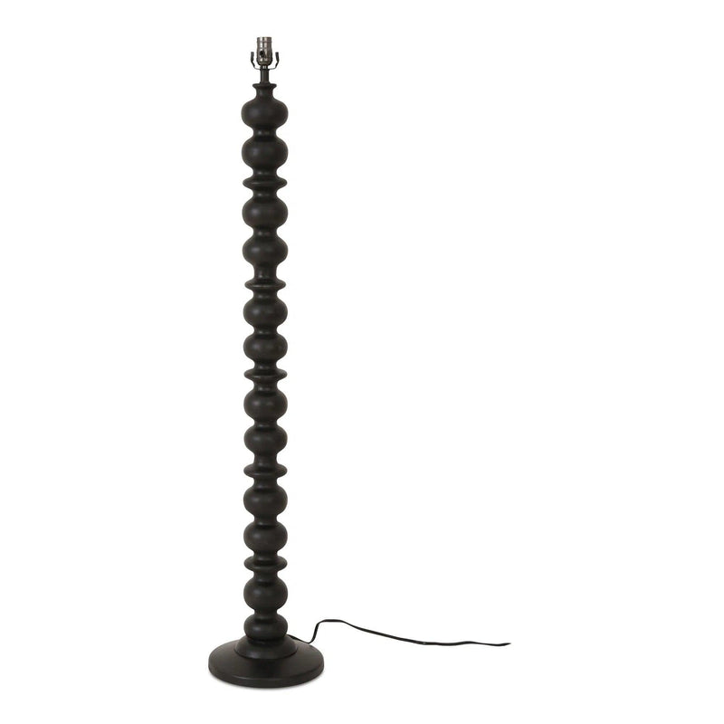 Gwen Mango Wood and Textured Cotton Black Floor Lamp Floor Lamps LOOMLAN By Moe's Home