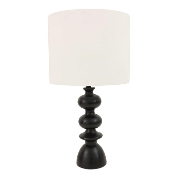 Gwen Mango Wood and Textured Cotton Black Table Lamp Table Lamps LOOMLAN By Moe's Home