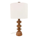 Gwen Mango Wood and Textured Cotton Brown Table Lamp Table Lamps LOOMLAN By Moe's Home