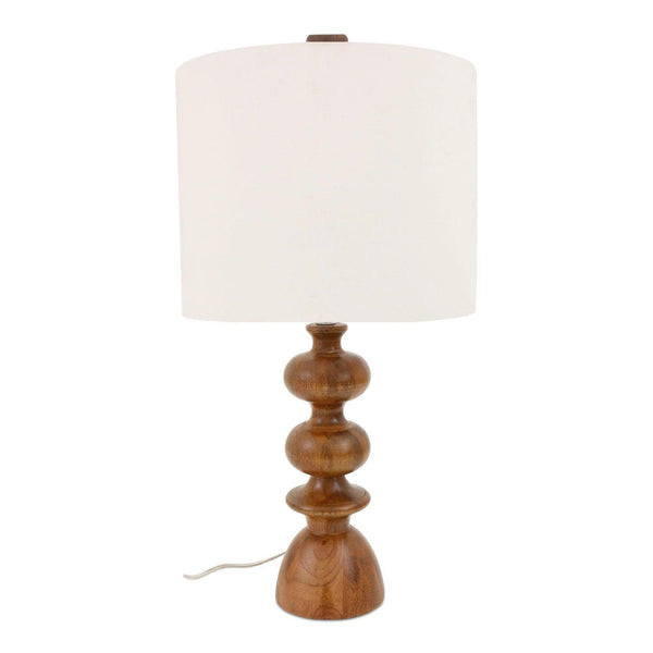 Gwen Mango Wood and Textured Cotton Brown Table Lamp Table Lamps LOOMLAN By Moe's Home