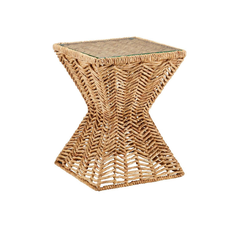 Hadi Glass and Iron Brown Square Accent Table Side Tables LOOMLAN By Currey & Co