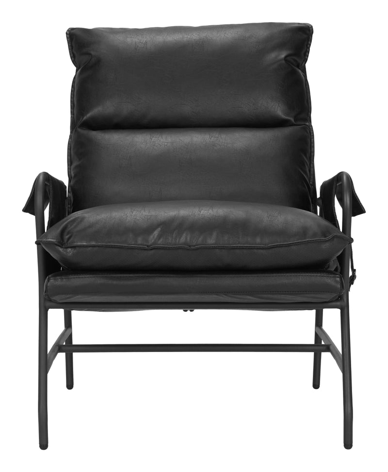 Halaus Steel Black Accent Arm Chair Club Chairs LOOMLAN By Zuo Modern