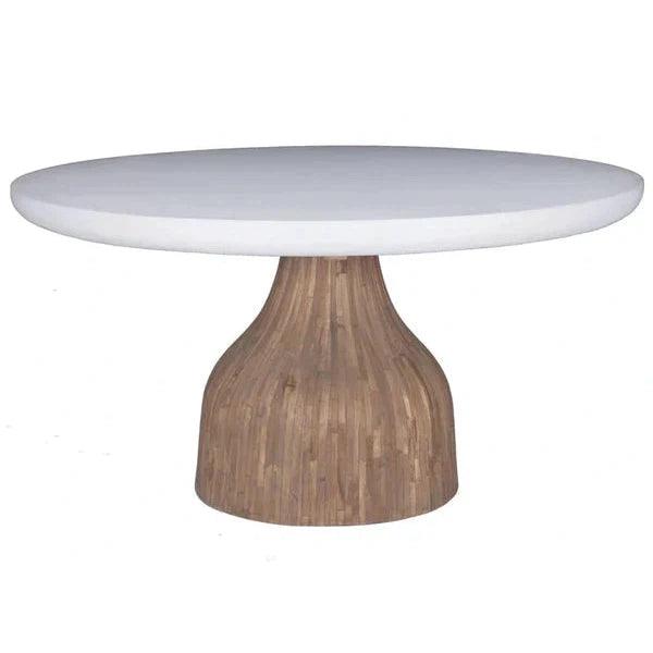 Halo Pedestal Base Indoor - Outdoor 60'' Round Dining Table White Outdoor Dining Tables LOOMLAN By Artesia