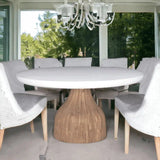 Halo Pedestal Base Indoor - Outdoor 60'' Round Dining Table White Outdoor Dining Tables LOOMLAN By Artesia