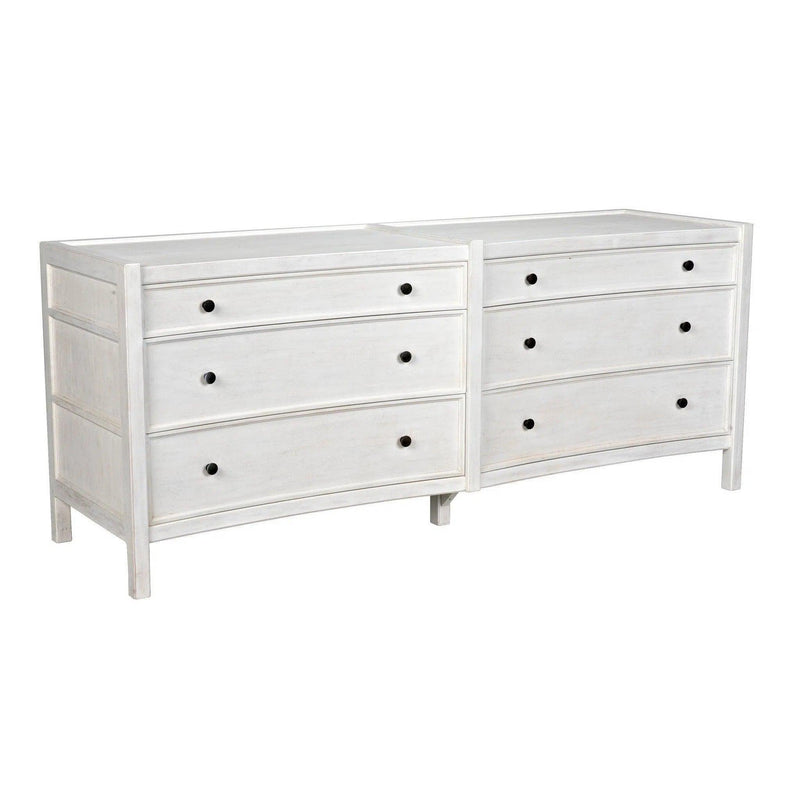 Hampton 6 Drawer Dresser, White Wash Dressers LOOMLAN By Noir